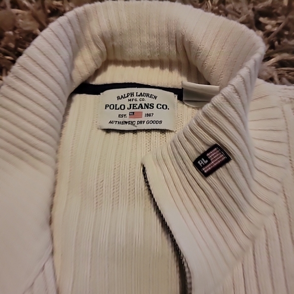 Vintage Ralph Lauren Polo Jeans Co Mens Zippered Ribbed Sweater MEDIUM - Picture 6 of 6
